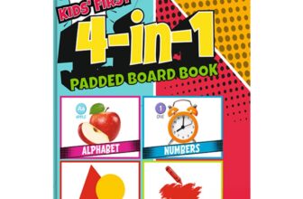 My First Library 4 in 1 Padded Board Books for Kids, Alphabet, Numbers, Colors, Shapes, Picture Books for 1+ Year Old Baby, Early Learning Books for Toddlers, Birthday Gift for Preschoolers