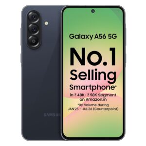 Samsung Galaxy A56 5G Mobile (Awesome Midnight Blue, 8GB, 256GB) | Segment Most Complete Triple Camera | 50MP | AI Editing | 4nm Processor | sAMOLED | 5000mAh | Gorilla Glass Victus+| Knox Security