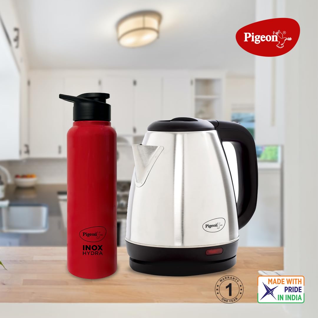 Pigeon 1.5 litre Hot Kettle and Stainless Steel Water Bottle Combo used for boiling Water, Making Tea and Coffee, Instant Noodles, Soup with Auto Shut- off Feature, 1300 W - Image 4