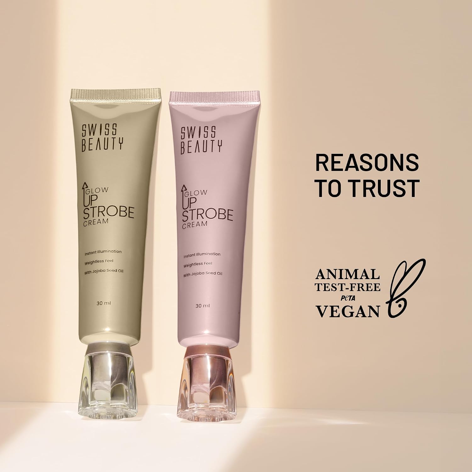Swiss Beauty Glow Up Strobe Cream | Dewy Radiance | Hydrating | Versatile Use | With Jojoba Oil | For All Skin Types | 30ml, Shade- 1. Pink Twilight - Image 2