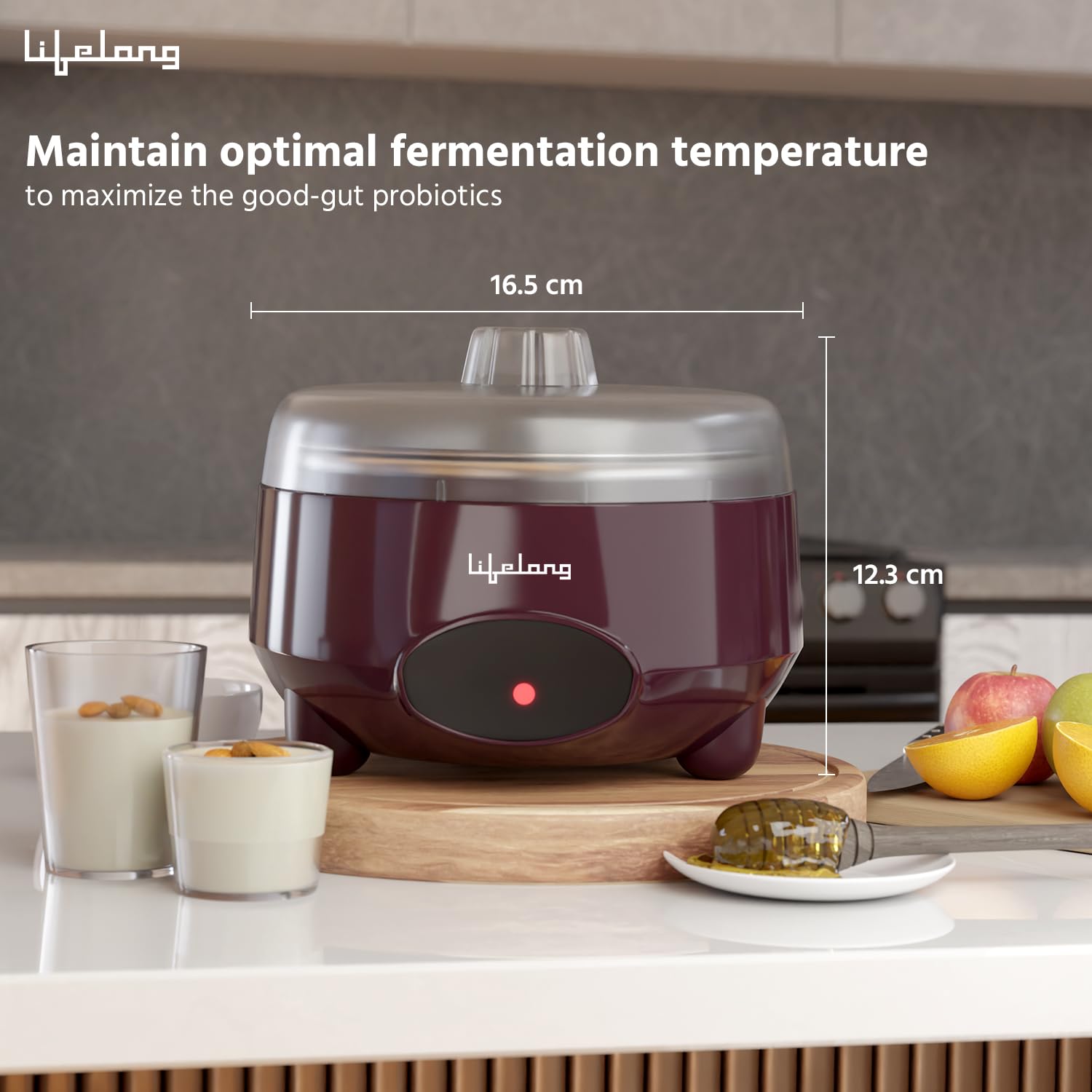 Lifelong Automatic Yogurt & Curd Maker Machine for Home | Auto Temperature Regulation | Electric Probiotic Yogurt Maker for Kitchen (1 L) | Thick Creamy Probiotic Curd |304 Stainless Steel Container - Image 5