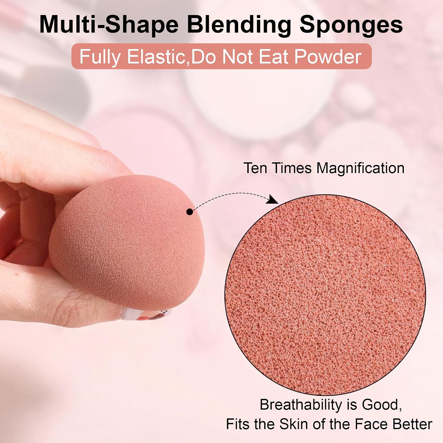 GLUN® Non-Latex Makeup Puffs, 4 Piece Water Drop Gourd Oblique Cut Powder Puff, Makeup Cleaning, Dry & Wet Use - Image 3