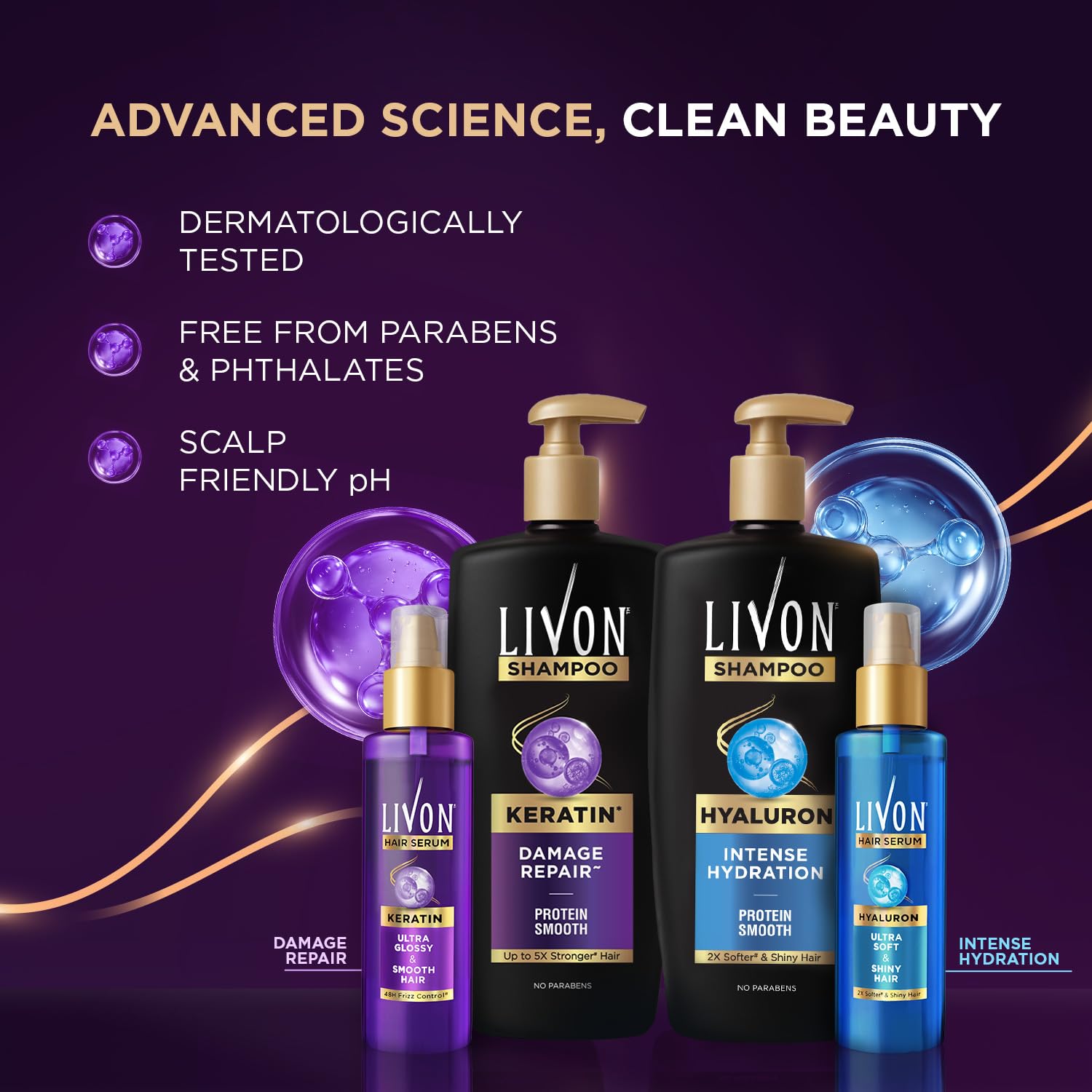 Livon Keratin Hair Serum for Women & Men | Ultra Glossy & Smooth Hair | 48Hr Frizz Control | Hair Serum for Dry, Rough & Damaged Hair | 48ml - Image 3