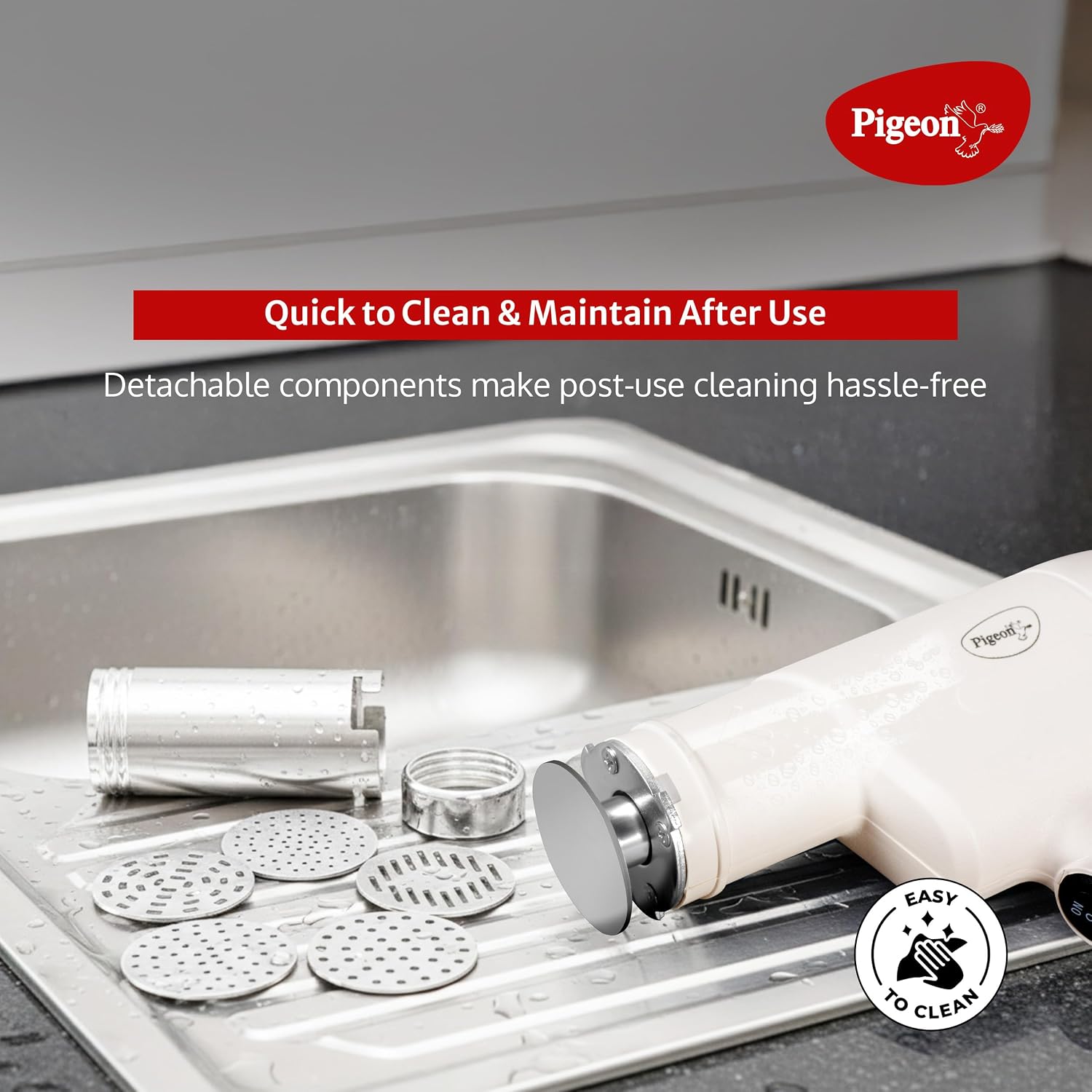 Pigeon Instamami Automatic Noodle Maker with 6 Moulds | Cordless Type-C Idiyappam & Pasta Maker | Portable Handheld Noodle Press | Cream - Image 3