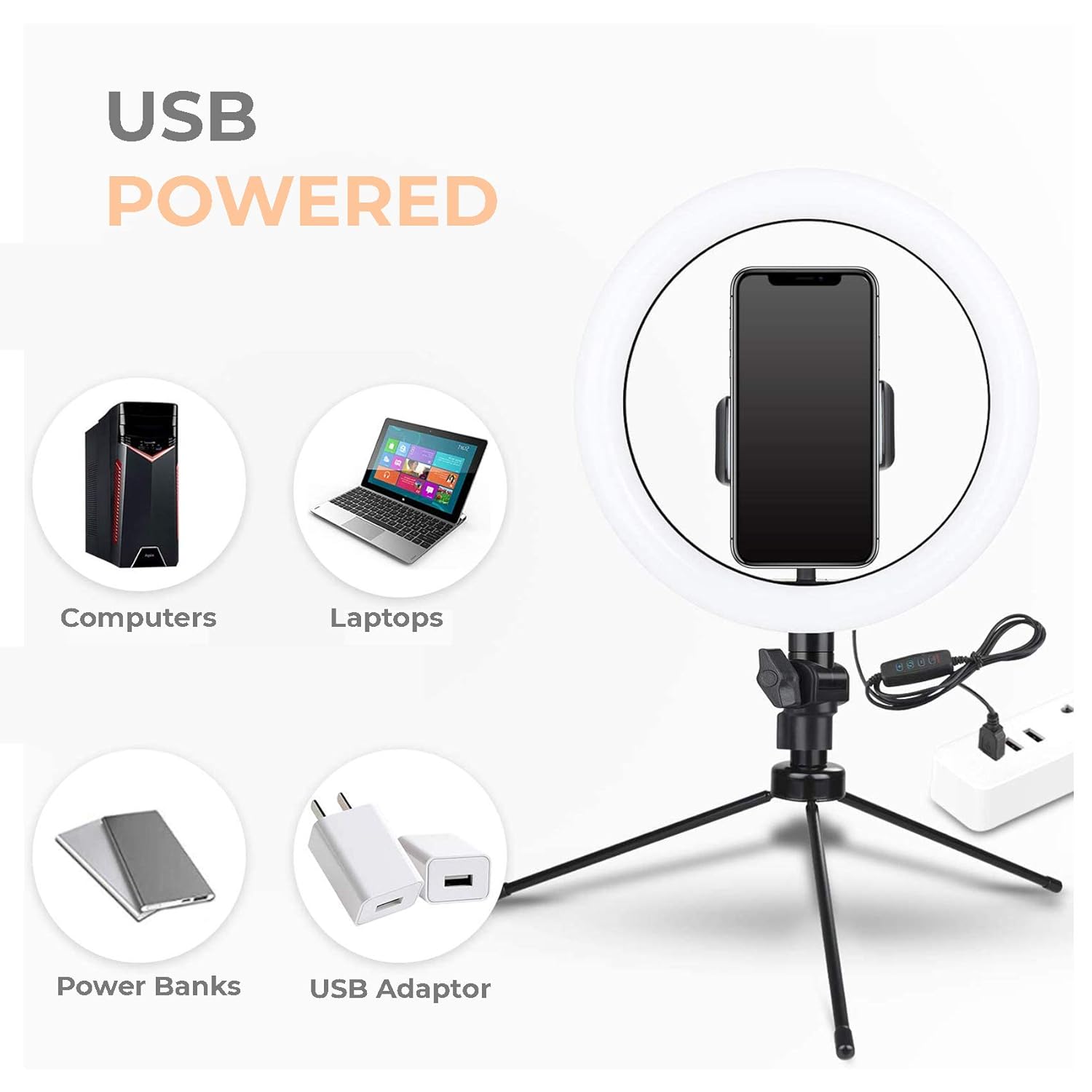 Tygot 10" Portable LED Ring Light with 3 Color Modes Dimmable Lighting | for YouTube | Photo-Shoot | Video Shoot | Live Stream | Makeup & Vlogging | Compatible with iPhone/Android Phones & Cameras - Image 4