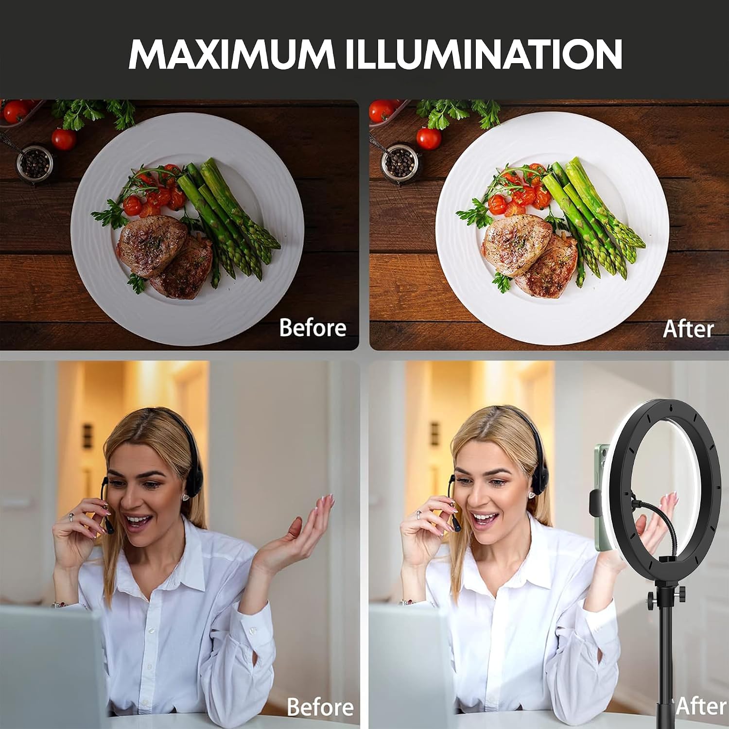 Tygot 14 Inch LED Ring Light with Mobile Holder, USB Powered, 3 Color Lighting Modes, 360° Rotating Head for YouTube, Video Shooting, Photography, Makeup, Live Streaming, Reels & Content Creation - Image 4