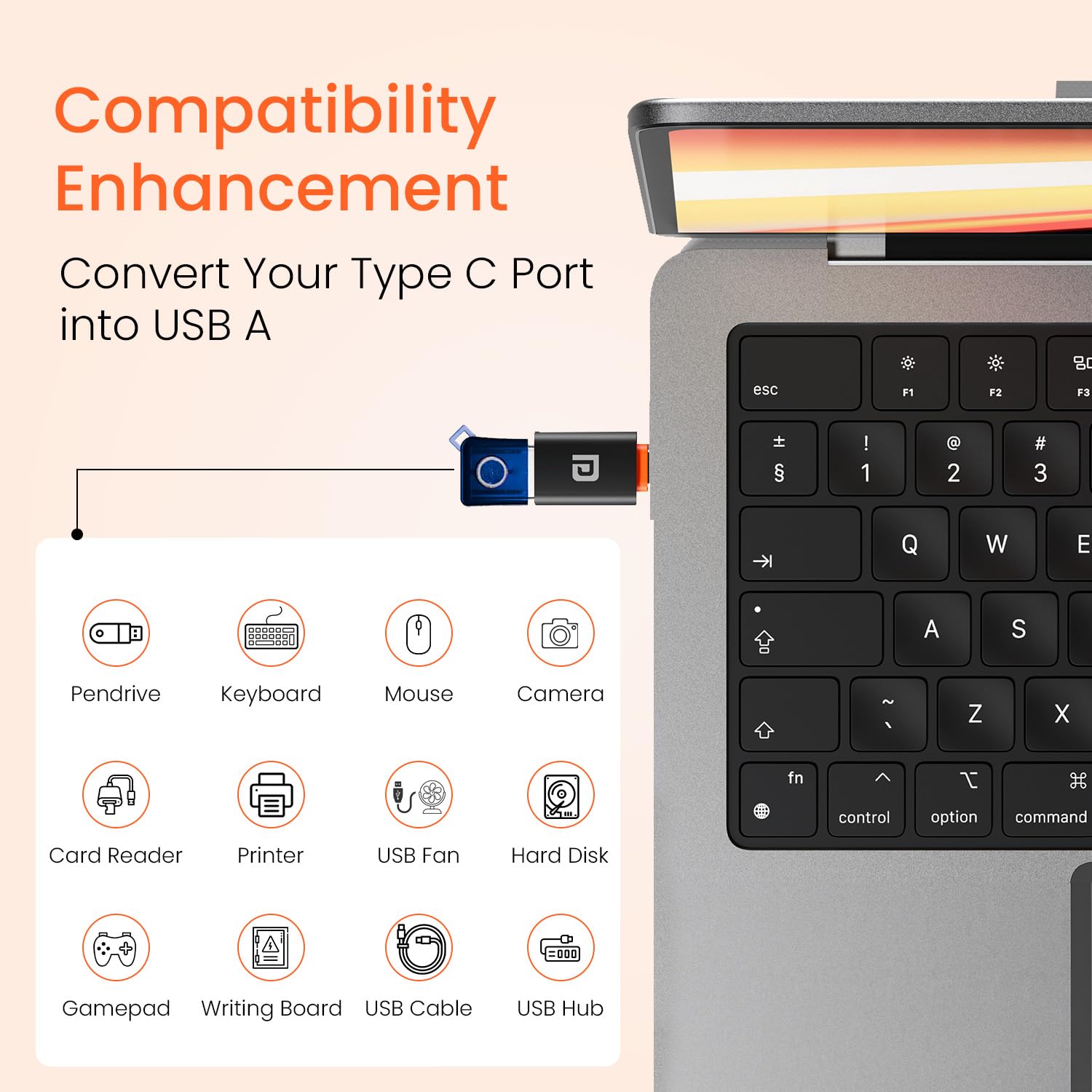 Portronics Bridge Y USB 3.0 to Type C OTG Adaptor, 10Gbps High Speed Data Transfer, Thunderbolt to USB Adapter, Compatible for All Type C Devices, Smartphone, Laptops, Tablets, Chargers, MacBook - Image 3