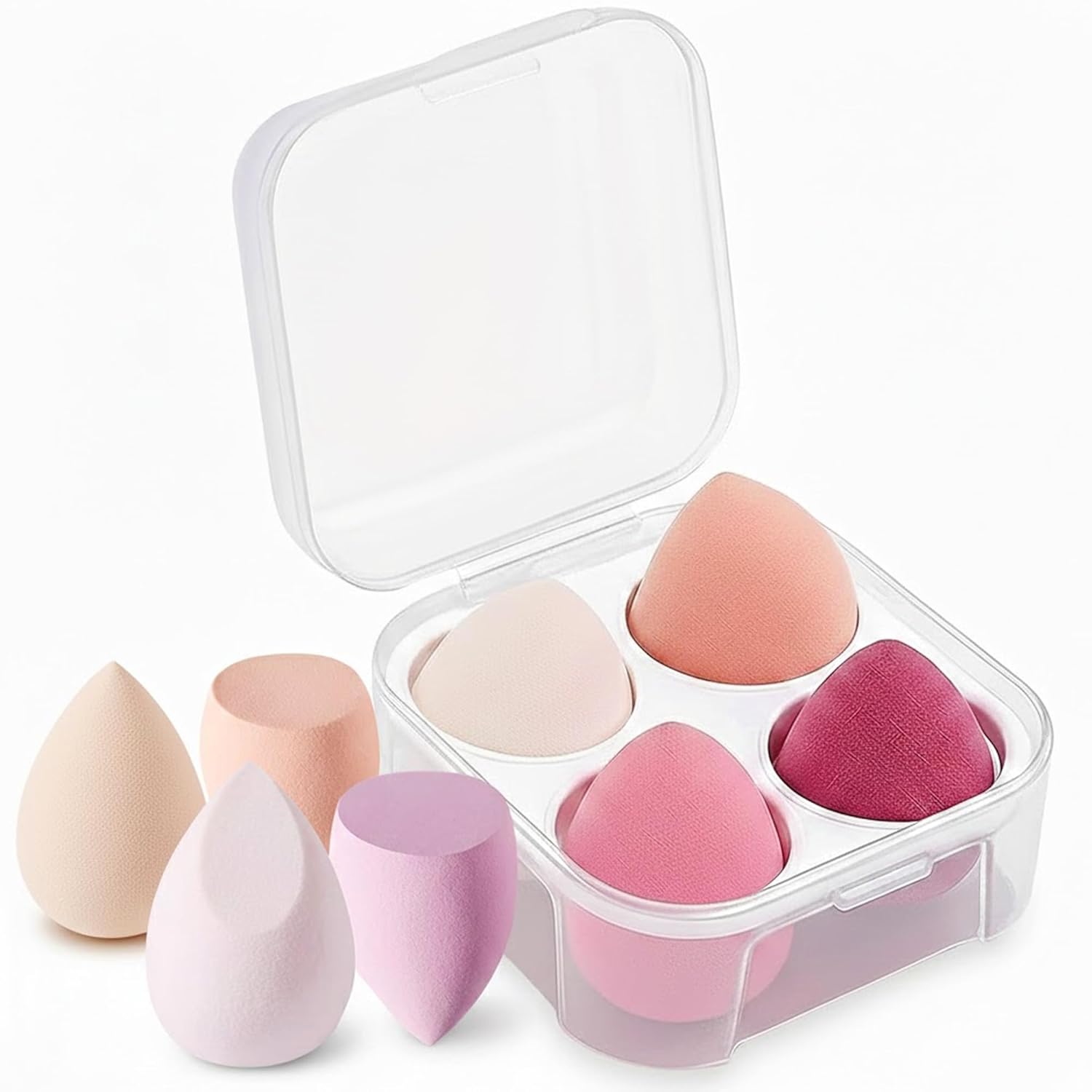 GLUN® Non-Latex Makeup Puffs, 4 Piece Water Drop Gourd Oblique Cut Powder Puff, Makeup Cleaning, Dry & Wet Use - Image 2