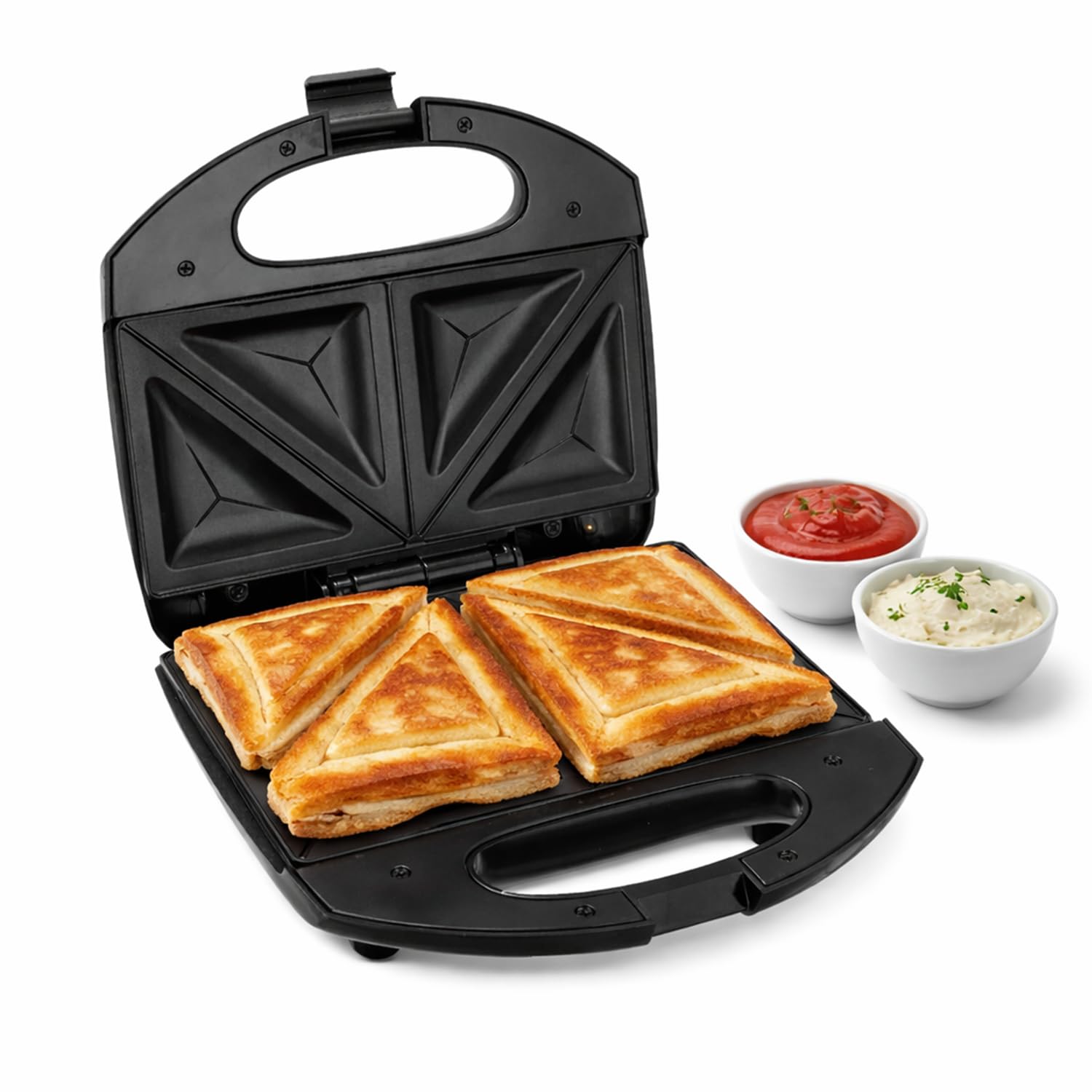 Lifelong 750W 4-Slice Sandwich Maker for Grilling & Toasting | Non-Stick Dual Grill Plates | Quick & Even Heating | Cool Touch Handle with Press Lock | Smart Light Indicator | Easy to Clean (Black) - Image 2