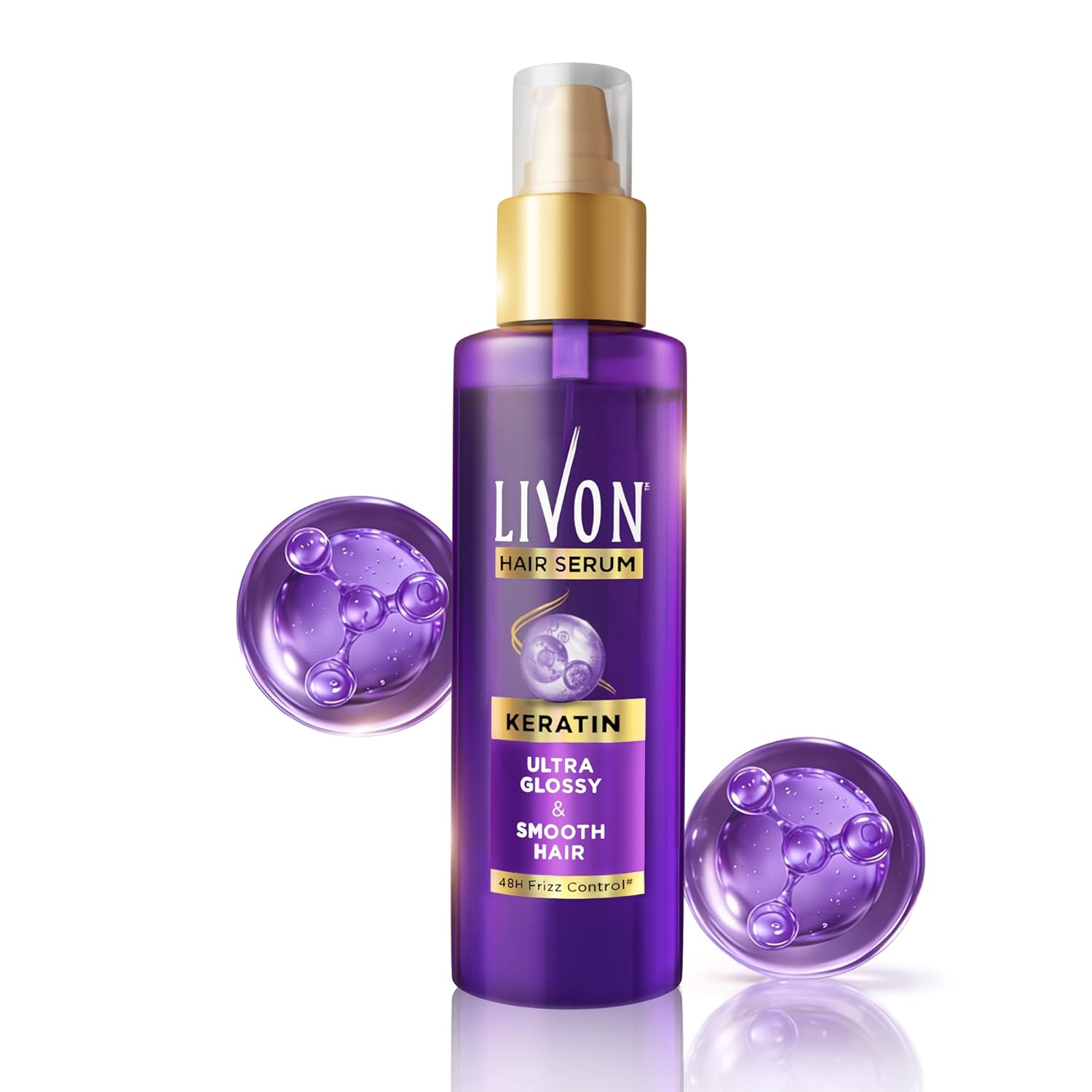 Livon Keratin Hair Serum for Women & Men | Ultra Glossy & Smooth Hair | 48Hr Frizz Control | Hair Serum for Dry, Rough & Damaged Hair | 48ml - Image 2