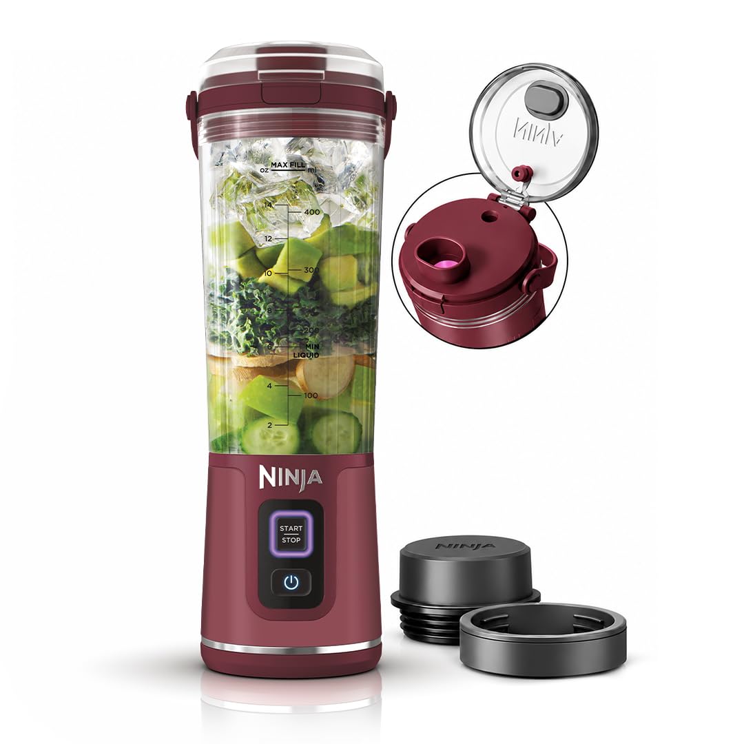 Ninja Blast Portable Cordless Blender (BC151INCR) – 530ml | USB-C Rechargeable | Crushes Ice & Frozen Fruit | BPA Free, Leak-Proof Travel Lid Cranberry Red - Image 2