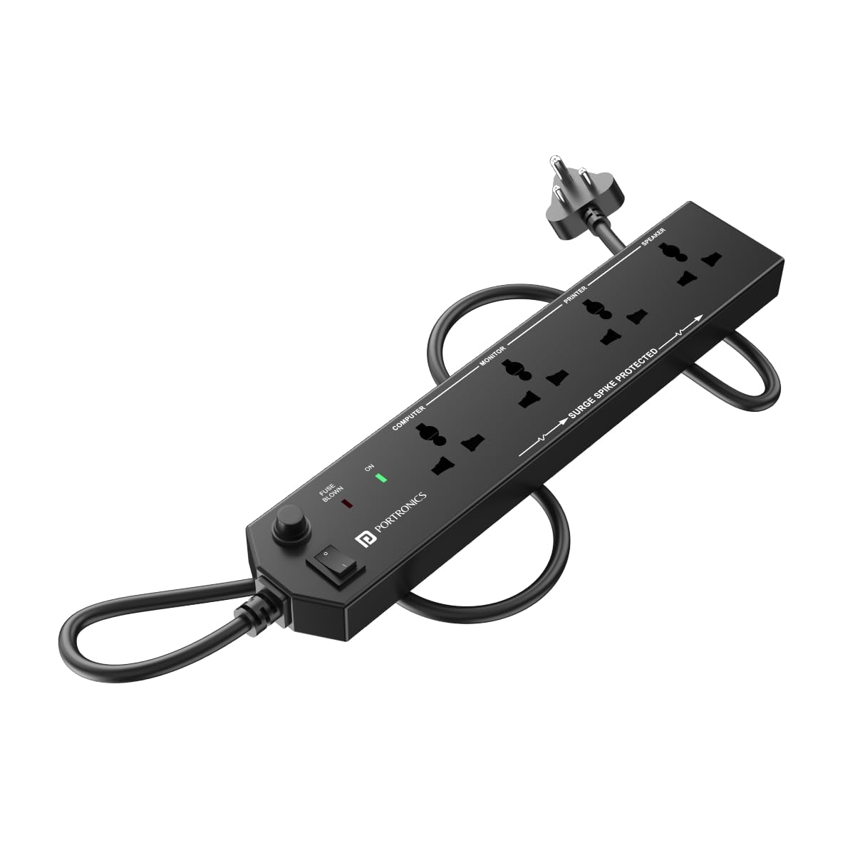 Portronics Power Plate 10 Extension Board with 4 Universal Sockets, 2 Meter Long Cord, 1500 Watts, 6 Amp Multi Plug for Office & Home Appliances (Black) - Image 2