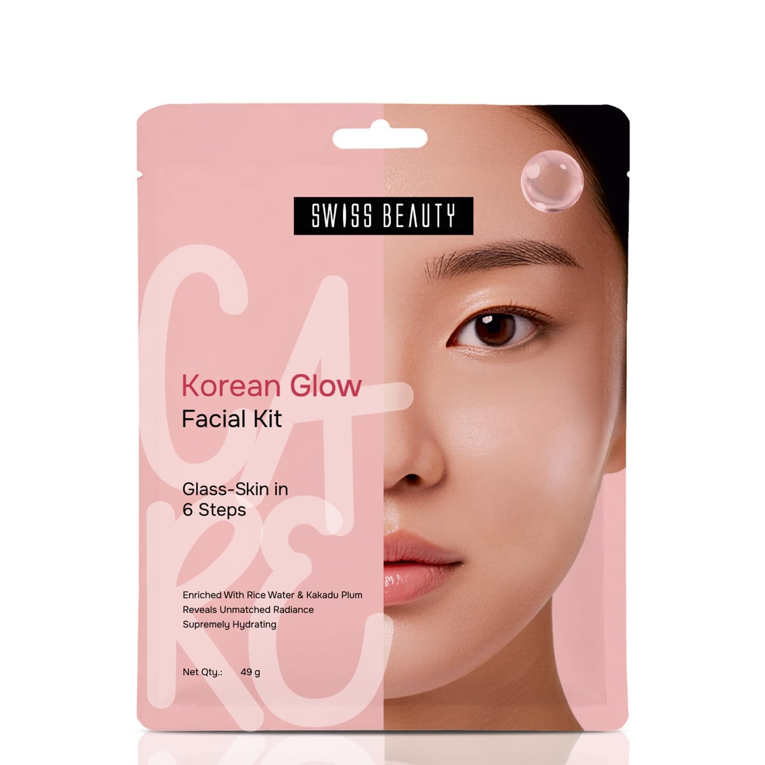 Swiss Beauty Care Korean Glow Facial Kit | 6-Steps For Glass-Skin | Adds Instant Radiance | Fades Dark Spots | Clarifies & Nourishes | With Kakadu Plum & Rice | 49g - Image 2