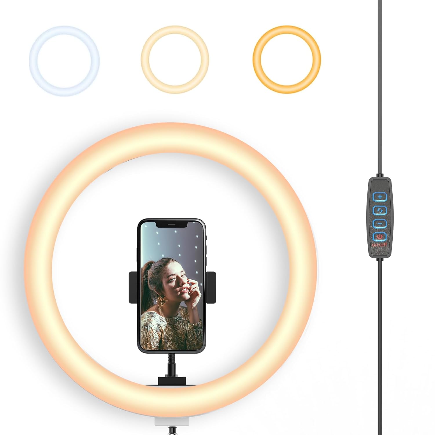 Tygot 14 Inch LED Ring Light with Mobile Holder, USB Powered, 3 Color Lighting Modes, 360° Rotating Head for YouTube, Video Shooting, Photography, Makeup, Live Streaming, Reels & Content Creation - Image 2